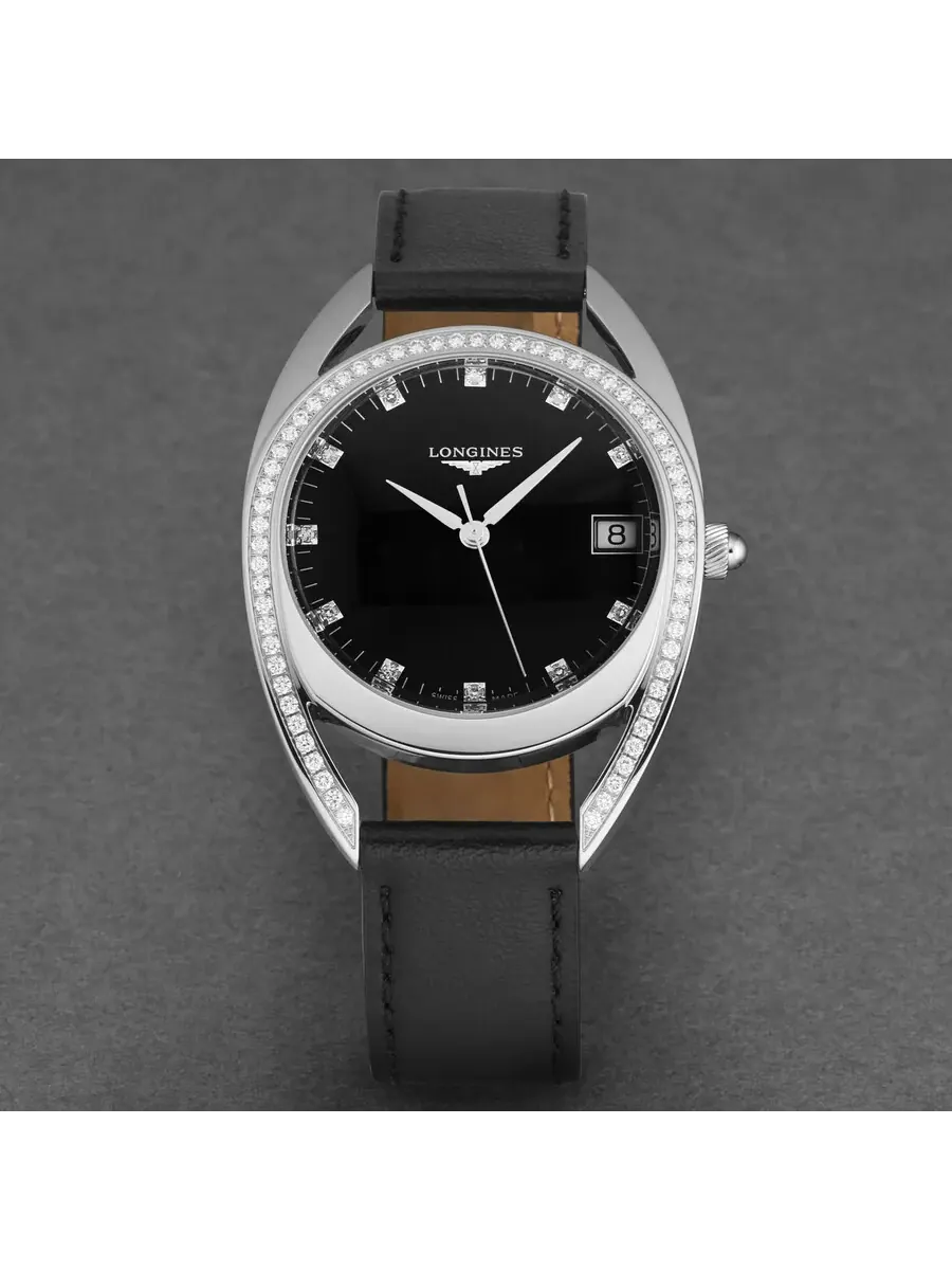 Женские часы Longines Equestrian Quartz с черным циферблатом и бриллиантами L6.138.0.57.0 — изображение 4 из 4