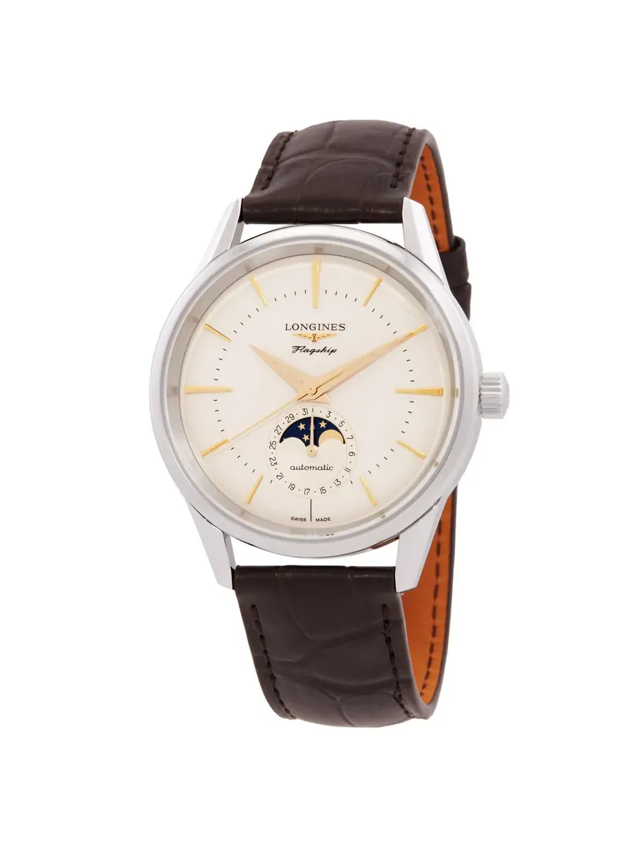 Мужские часы Longines Flagship Heritage Automatic с фазами Луны и серебристым циферблатом L4.815.4.78.2