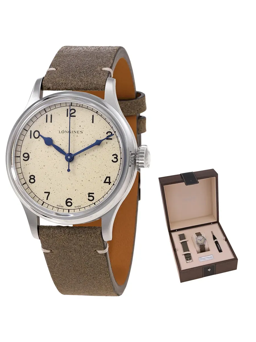Мужские автоматические часы Longines Heritage Military с серебристым циферблатом L2.819.4.93.2