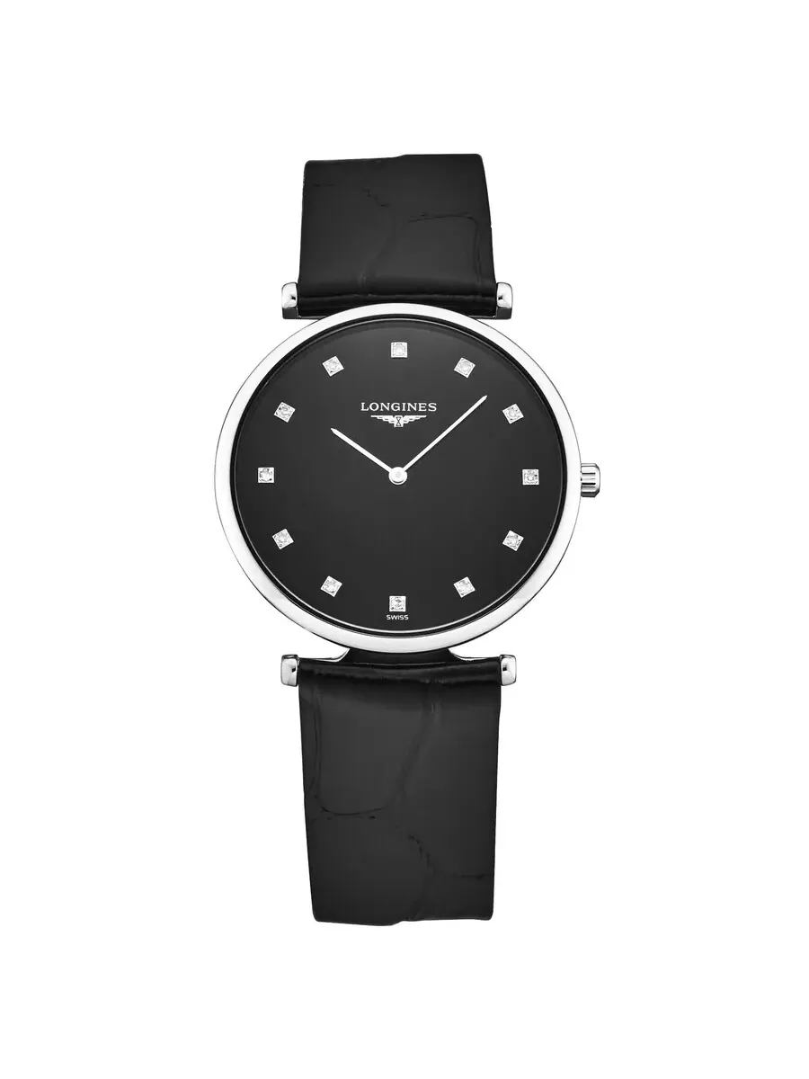 Женские часы Longines La Grande Classique Quartz с черным циферблатом и бриллиантами L4.709.4.55.2