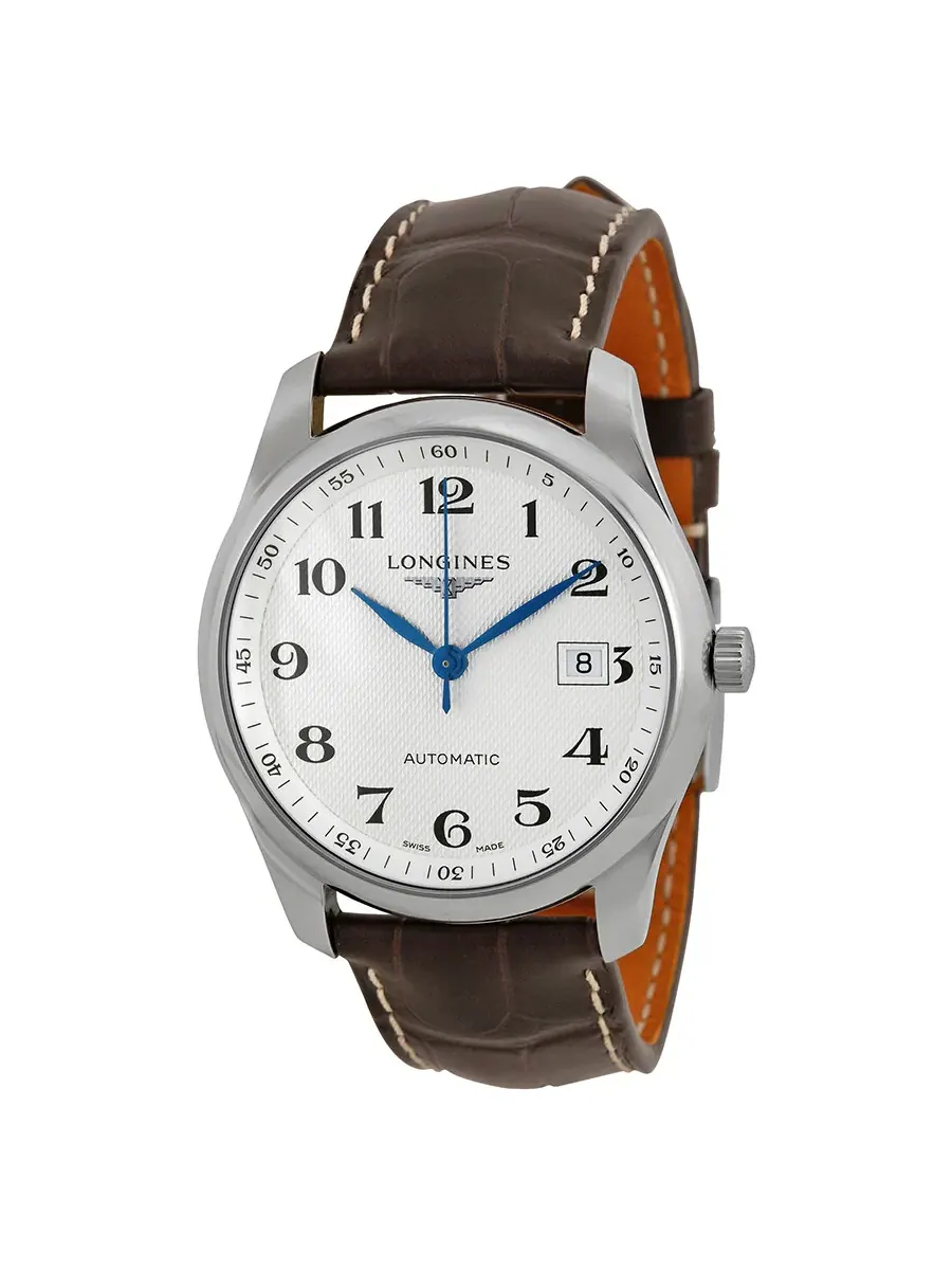 Часы Longines Master Automatic с серебристым циферблатом и коричневым кожаным ремешком L27934783