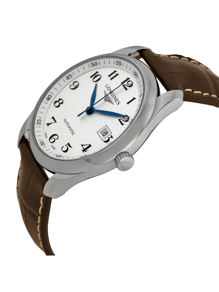 Часы Longines Master Automatic с серебристым циферблатом и коричневым кожаным ремешком L27934783 — изображение 2 из 4