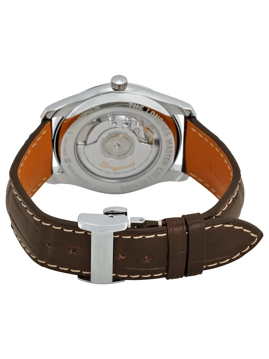 Часы Longines Master Automatic с серебристым циферблатом и коричневым кожаным ремешком L27934783 — изображение 3 из 4