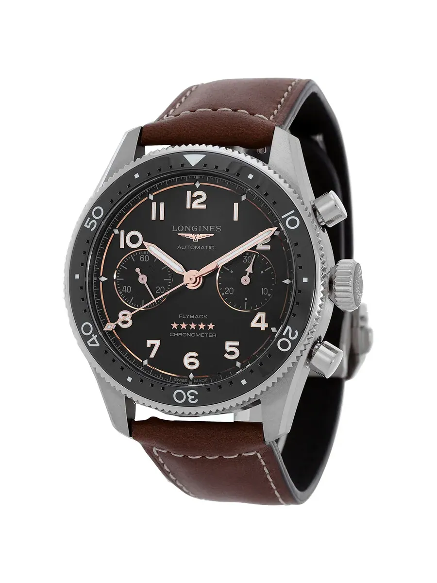 Мужские часы Longines Spirit Flyback Chronograph Automatic с черным циферблатом L3.821.4.53.2