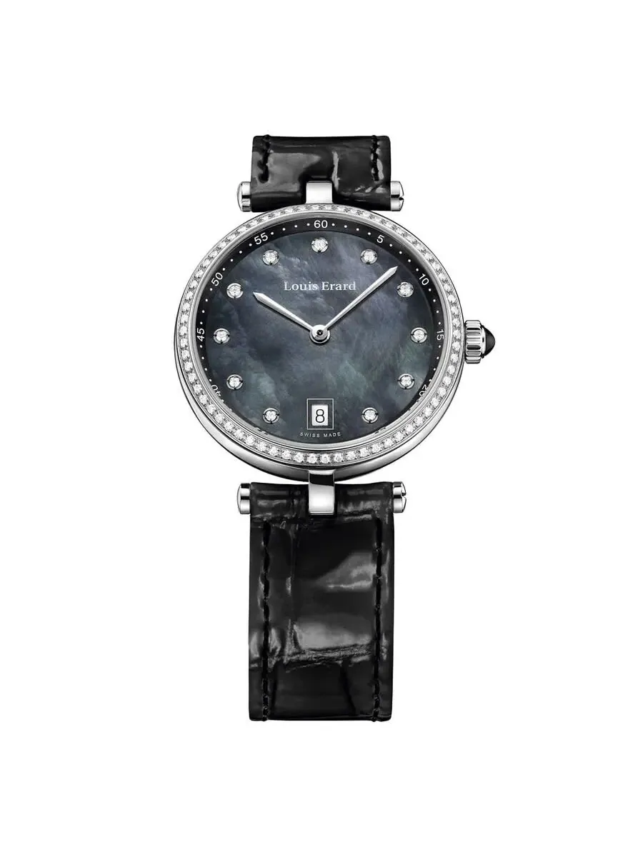 Женские часы Louis Erard Romance Quartz с черным циферблатом и бриллиантом 11810SE19.BDCB7