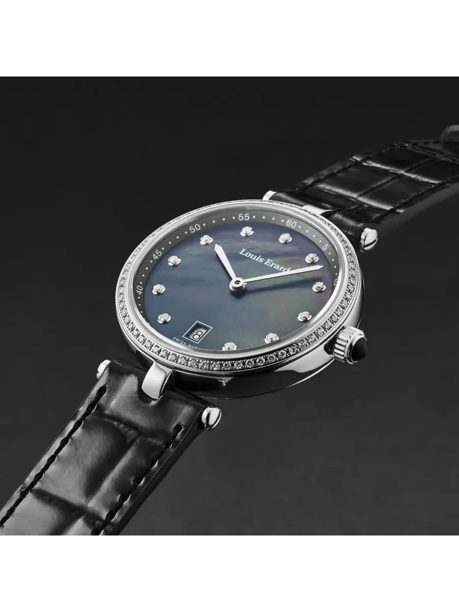 Женские часы Louis Erard Romance Quartz с черным циферблатом и бриллиантом 11810SE19.BDCB7 — изображение 2 из 4
