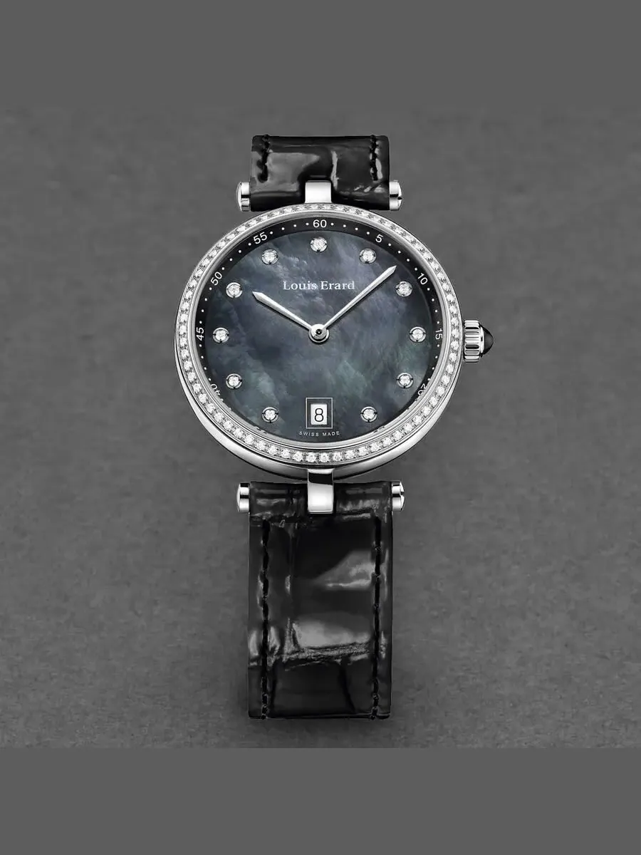 Женские часы Louis Erard Romance Quartz с черным циферблатом и бриллиантом 11810SE19.BDCB7 — изображение 4 из 4