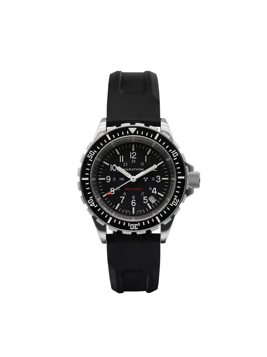 Мужские и женские часы Marathon 41мм Tsar Quartz с черным циферблатом WW194007SS-0130 — серебристый