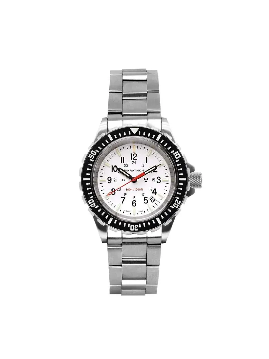Часы Marathon 41Mm Tsar Quartz с белым циферблатом, унисекс, WW194007SS-0512 — серебристый