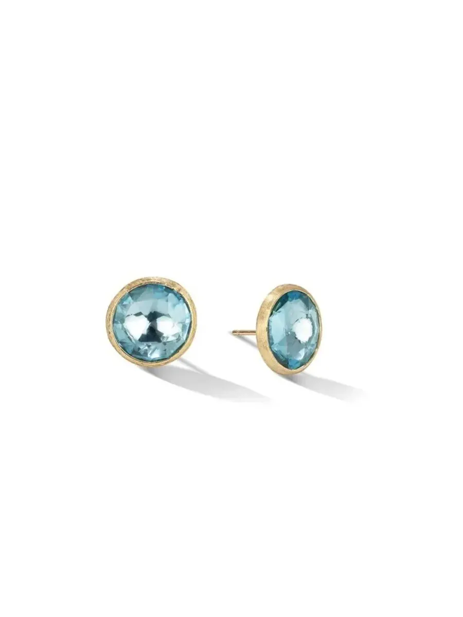 Серьги-гвоздики Marco Bicego Jaipur Color Collection из 18-каратного желтого золота с большим синим топазом — желтый