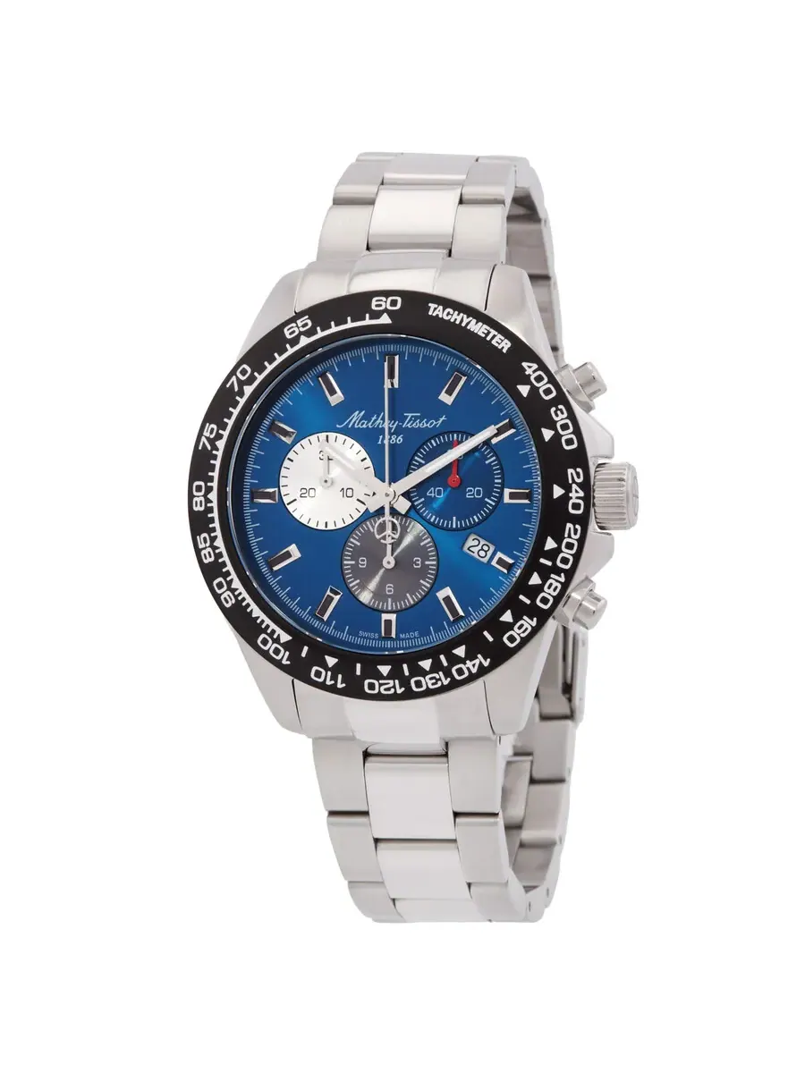 Мужские часы Mathey-Tissot Chrono II Chronograph Quartz с синим циферблатом H938CHABU — черный