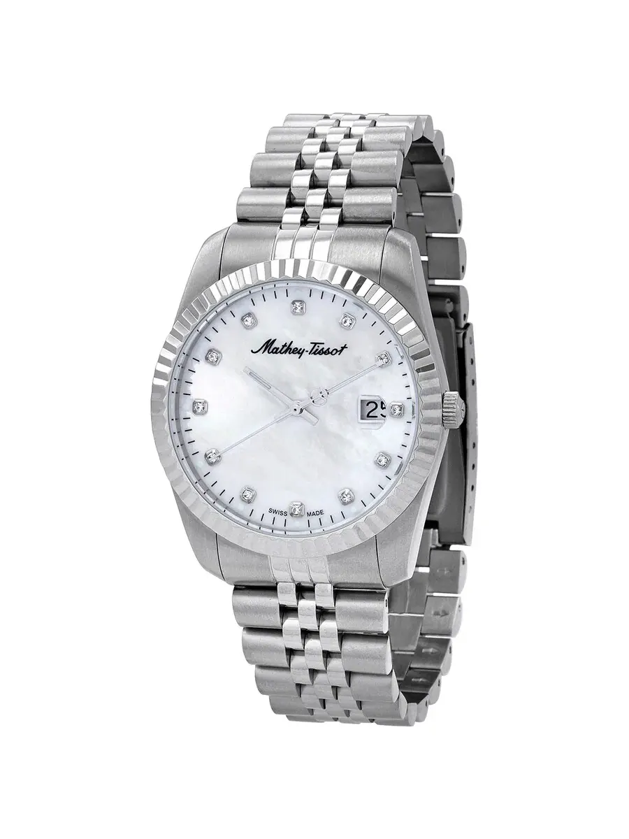 Мужские часы Mathey-Tissot Mathey II с кварцевым механизмом, перламутровым циферблатом, модель H710AI — серебристый