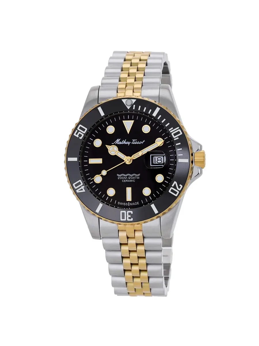 Мужские часы Mathey-Tissot Mathy Ceramic Quartz с черным циферблатом H901CRBN — черный