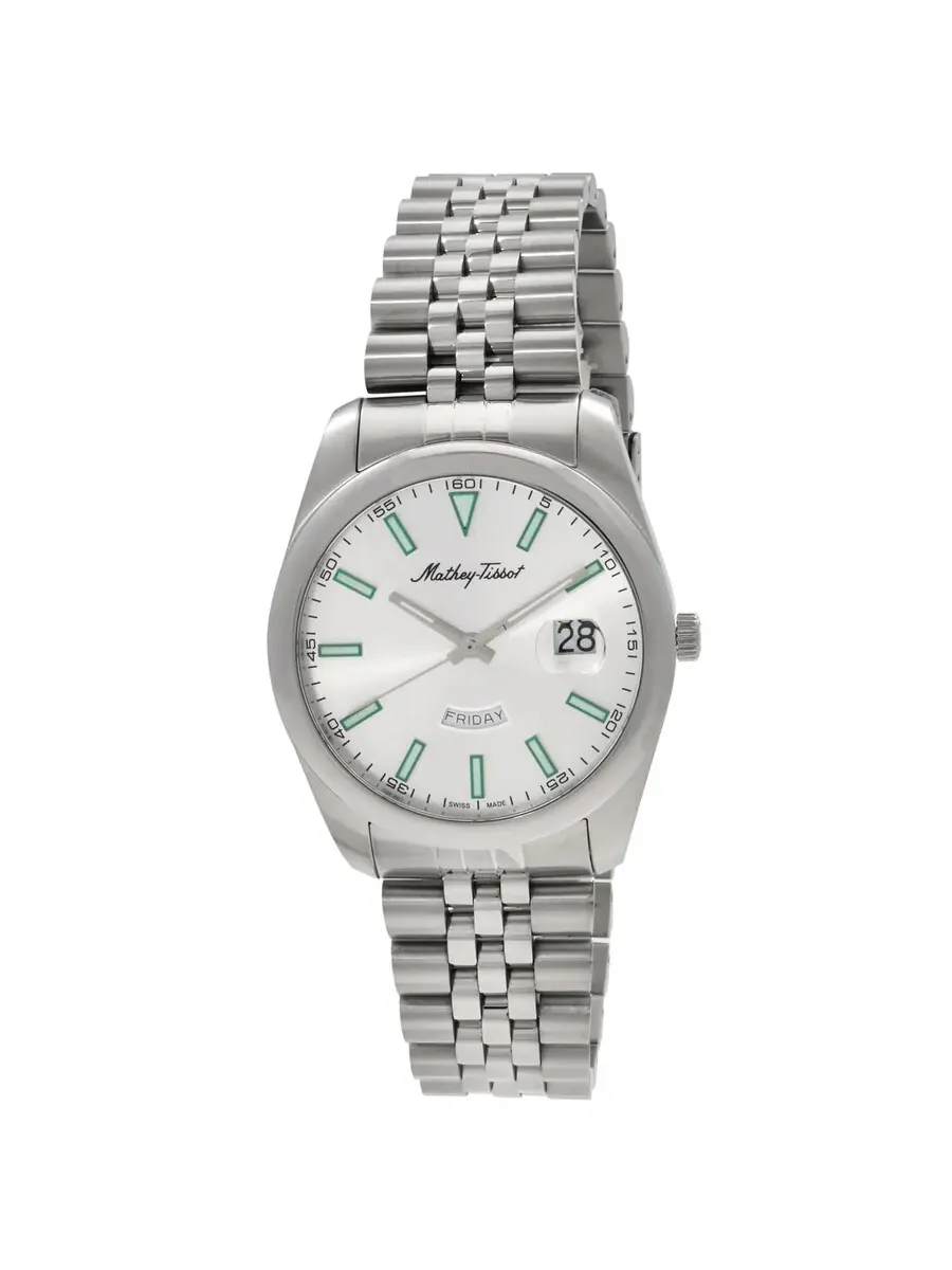 Мужские часы Mathey-Tissot Mathy Day-Date Quartz с серебристым циферблатом H510AS — серебристый