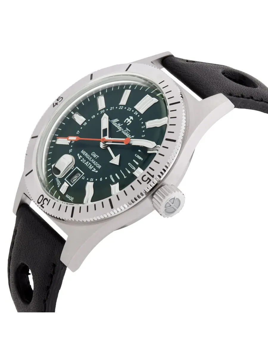 Мужские часы Mathey-Tissot Mergulhador GMT Quartz с зеленым циферблатом MRGAV — изображение 2 из 3, оттенок серебряный