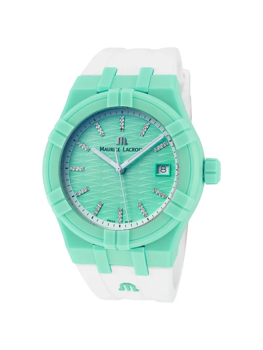 Мужские часы Maurice Lacroix Aikon Tide Quartz с зеленым циферблатом AI2008-CCCC1-3A0-0