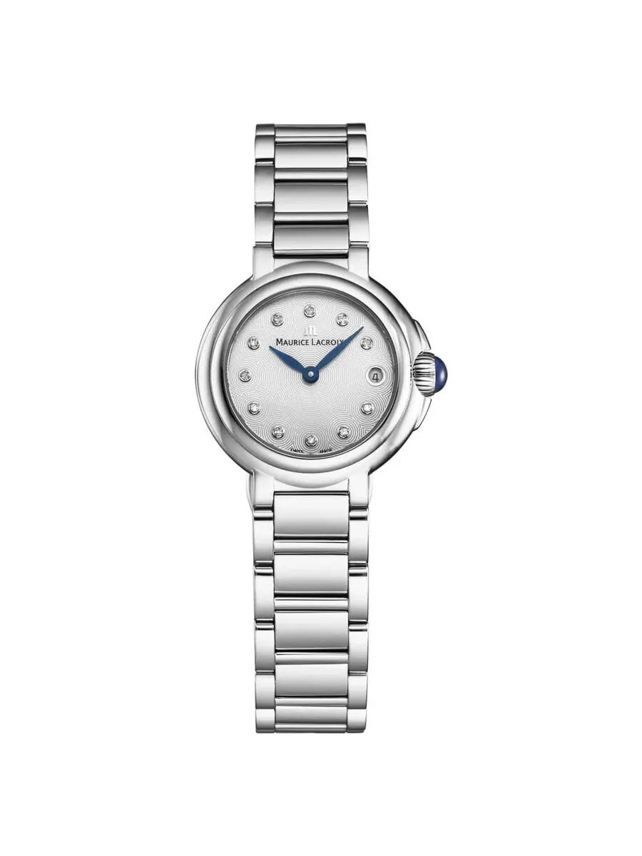 Женские часы Maurice Lacroix Fiaba Quartz с серебристым циферблатом и бриллиантами FA1003-SS002-170-1 — серебристый
