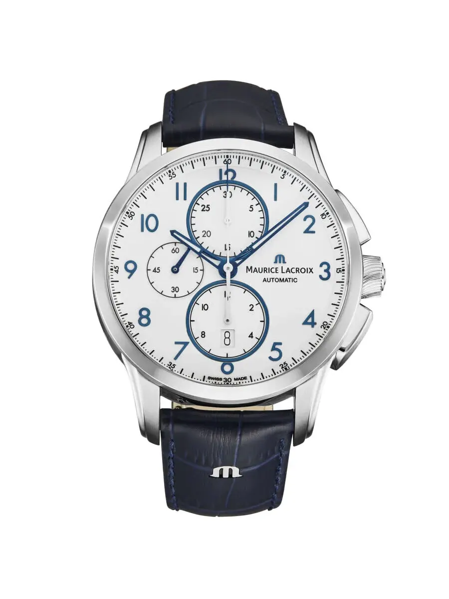 Мужские автоматические часы Maurice Lacroix Pontos Chronograph с белым циферблатом PT6388-SS001-120-4