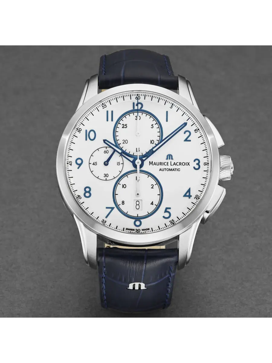 Мужские автоматические часы Maurice Lacroix Pontos Chronograph с белым циферблатом PT6388-SS001-120-4 — изображение 4 из 5
