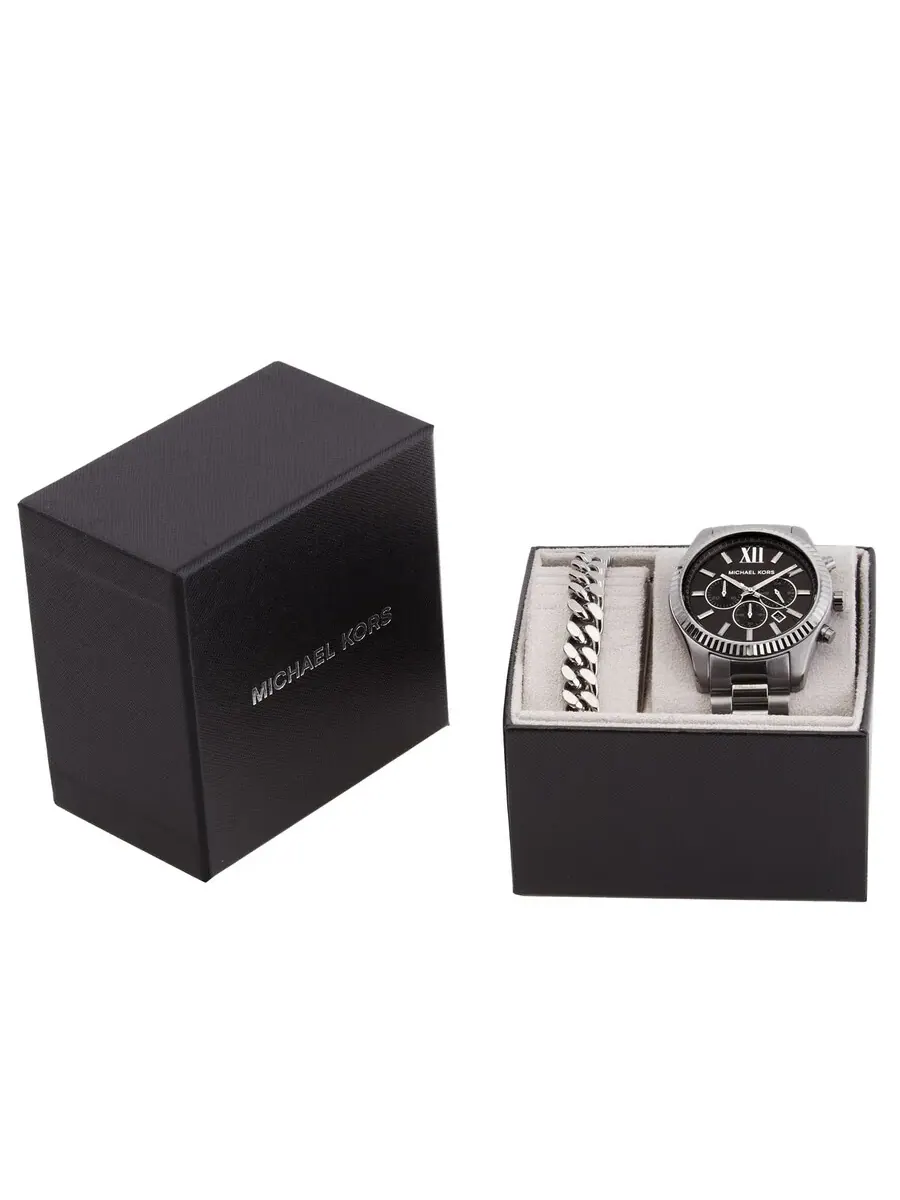 Набор мужских часы и браслет Michael Kors Oversized Lexington Chronograph MK9217SET — изображение 4 из 4, оттенок серый
