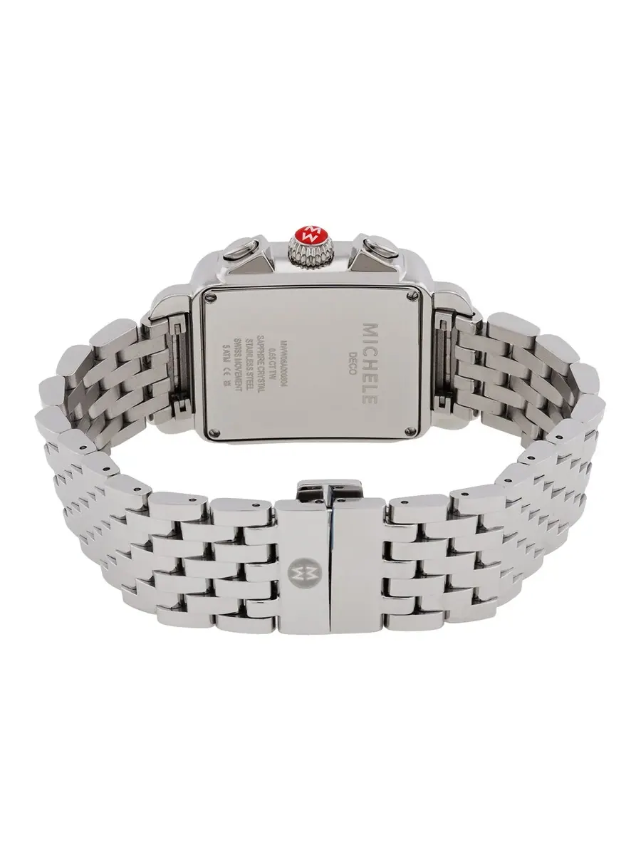 Женские часы Michele Deco High Shine Chronograph Quartz с алмазами и серебристым циферблатом MWW06A000804, оттенок серебряный