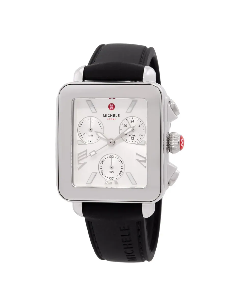 Женские кварцевые часы Michele Deco Sport Chronograph с серебристым циферблатом MWW06K000071 — серебристый