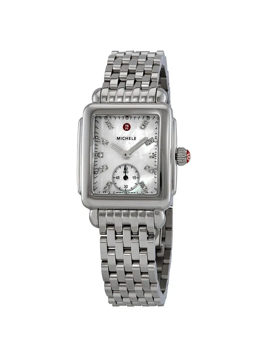 Женские часы Michele Ladies Deco 16 с перламутровым циферблатом и бриллиантами MWW06V000002 — серебристый