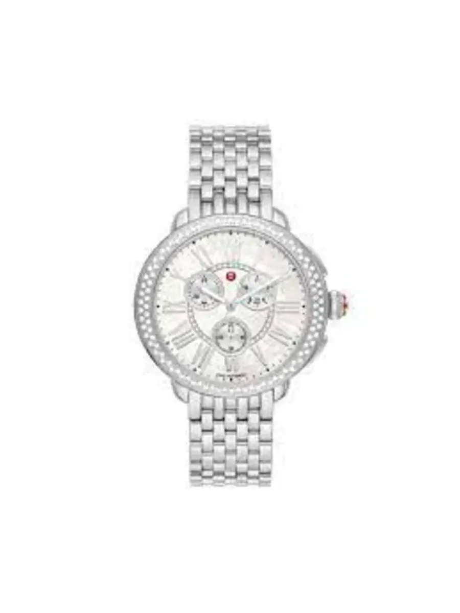 Женские часы Michele Serein Chronograph Quartz с алмазом и серебристым циферблатом MWW21A000068 — серебристый