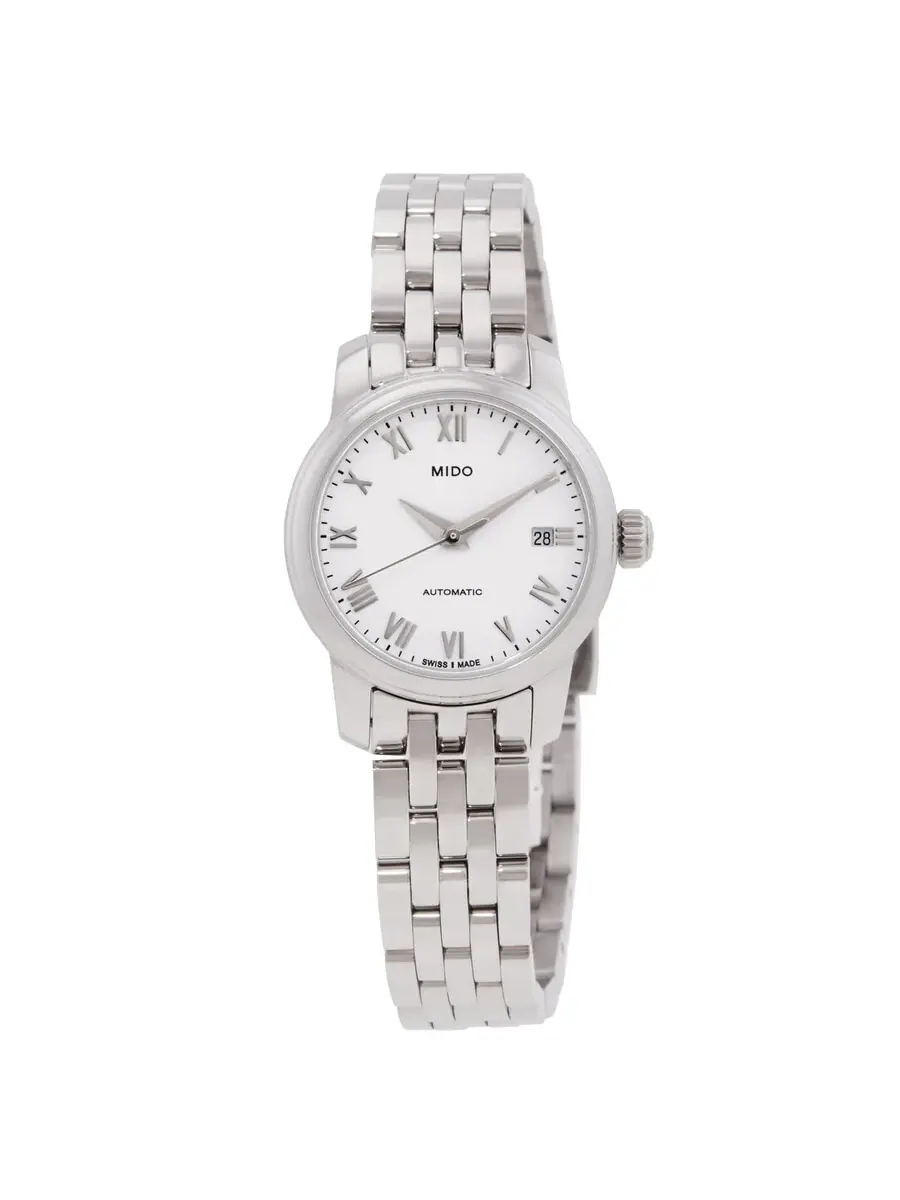 Женские часы Mido Baroncelli Automatic с белым циферблатом M0390071101300 — серебристый