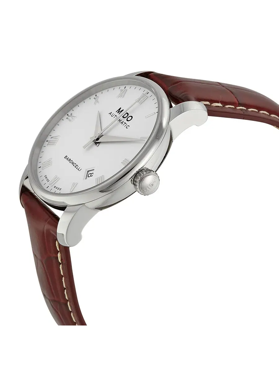 Мужские автоматические часы Mido Baroncelli с белым циферблатом, модель M86004268 — изображение 2 из 3, оттенок серебряный