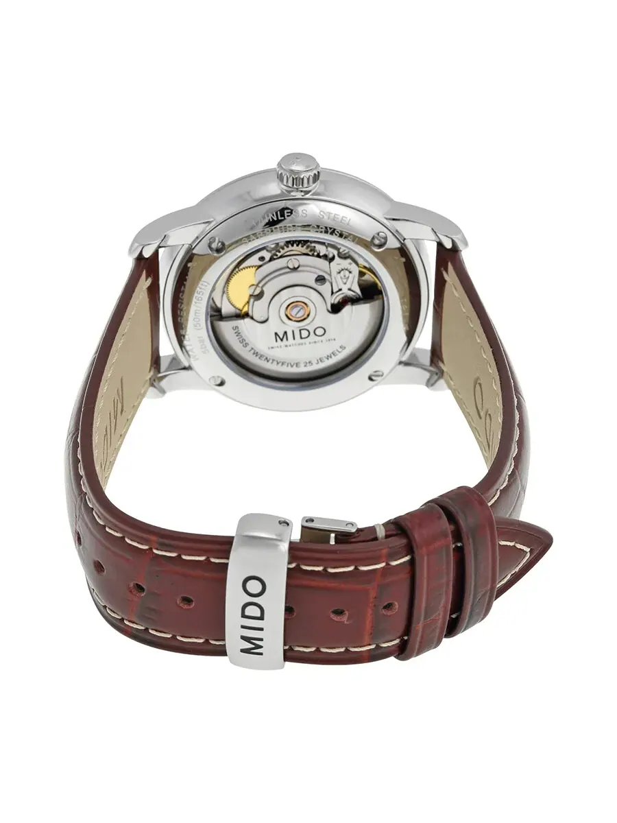 Мужские автоматические часы Mido Baroncelli с белым циферблатом, модель M86004268 — изображение 3 из 3, оттенок серебряный