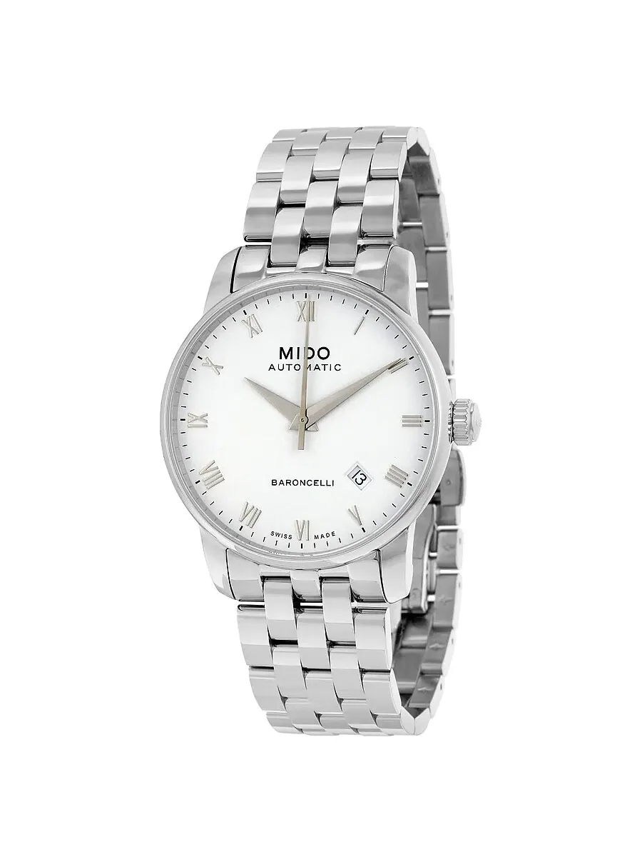 Мужские часы Mido Baroncelli Automatic с белым циферблатом M86004261 — серебристый