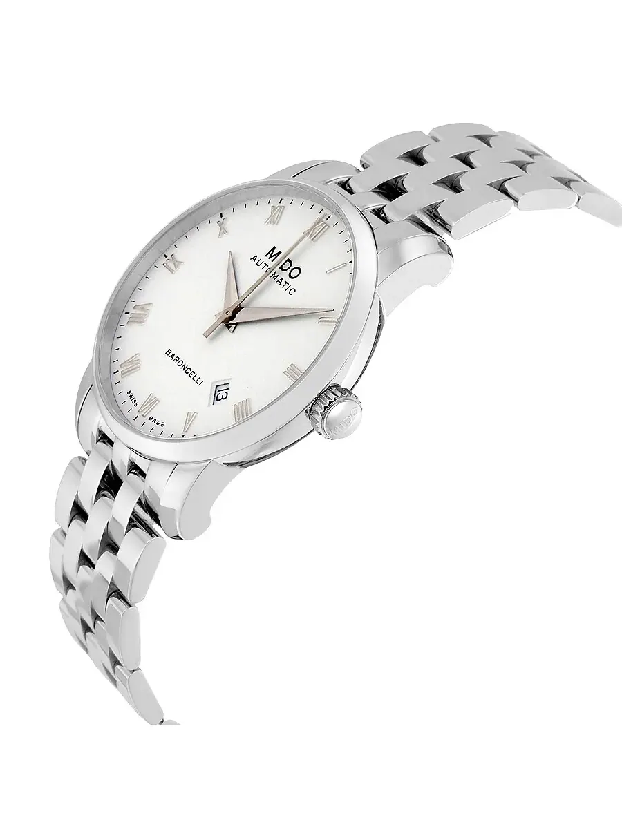 Мужские часы Mido Baroncelli Automatic с белым циферблатом M86004261 — изображение 2 из 3, оттенок серебряный