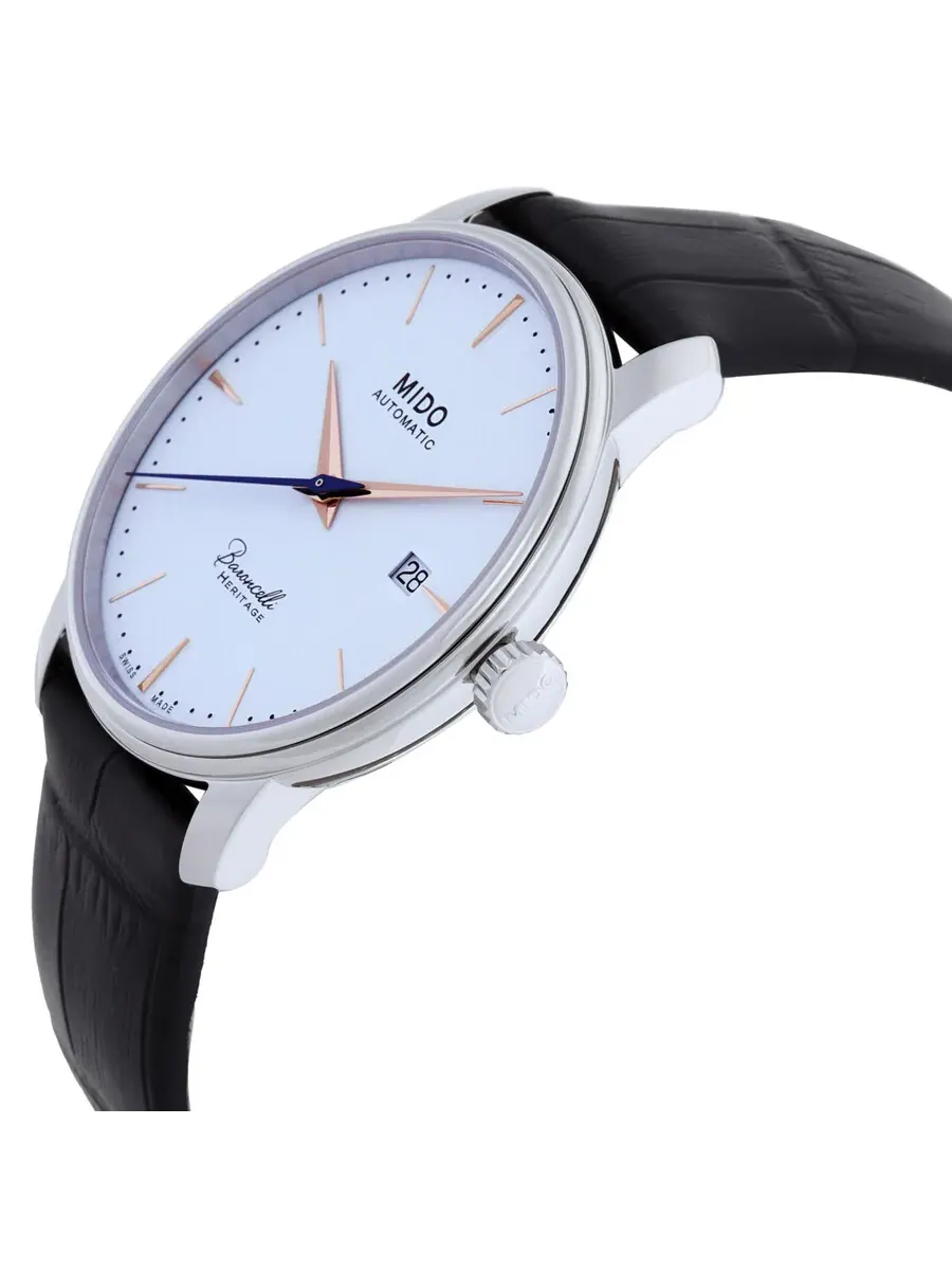 Мужские автоматические часы Mido Baroncelli Heritage с белым циферблатом, артикул M0274071601100 — изображение 2 из 3