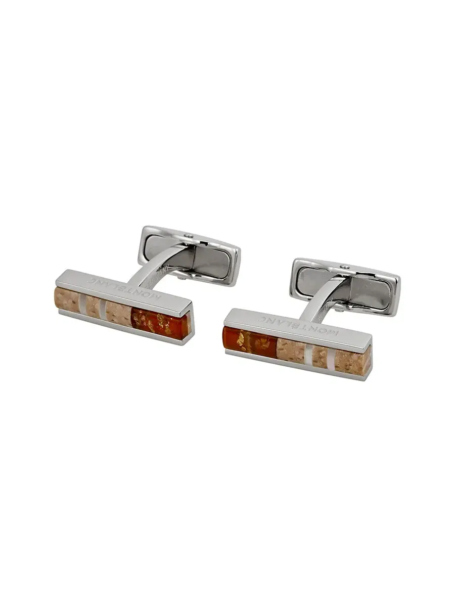 Запонки Montblanc Deco с деревянными и янтарными вставками 111333