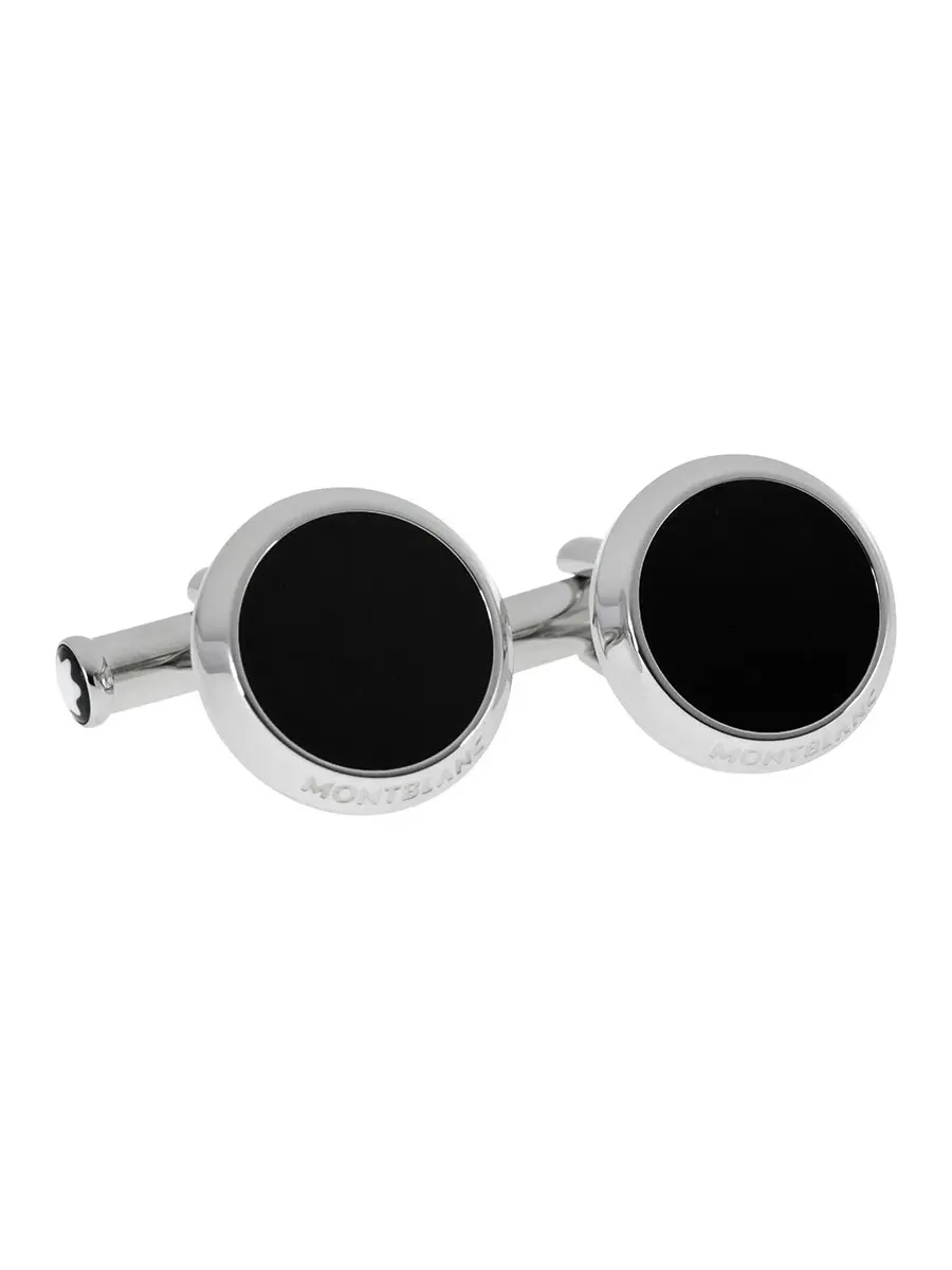 Запонки Montblanc из нержавеющей стали с черным ониксом 112896