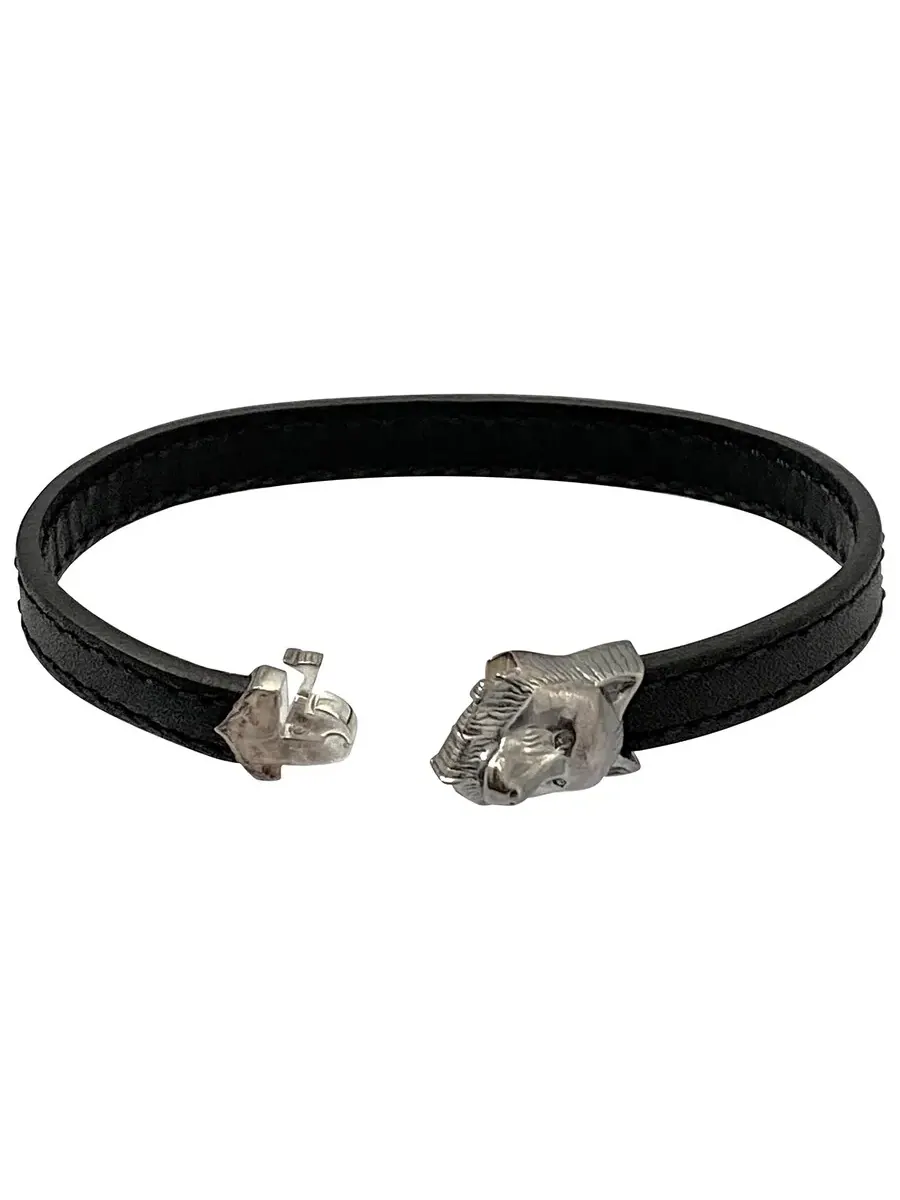 Серебряный браслет Montblanc Kipling с изображением волка, размер 63 — изображение 2 из 3, оттенок черный