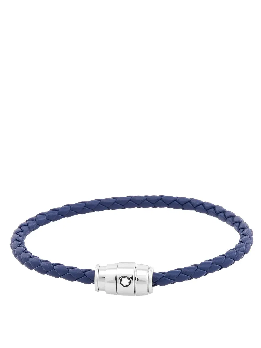 Браслет Montblanc из стали с синей кожей, размер 63