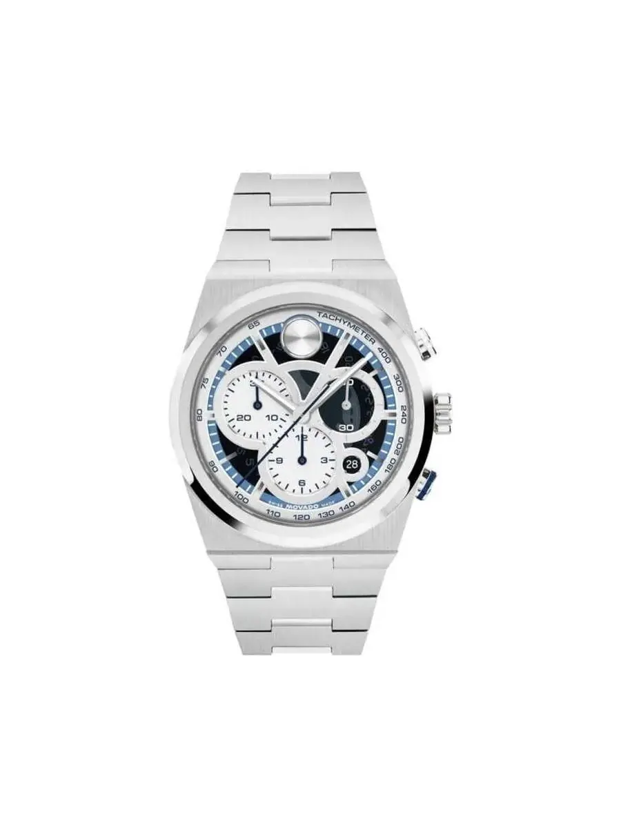 Мужские часы Movado Bold с хронографом, кварцевым механизмом и синим циферблатом, модель 3601304 — серебристый