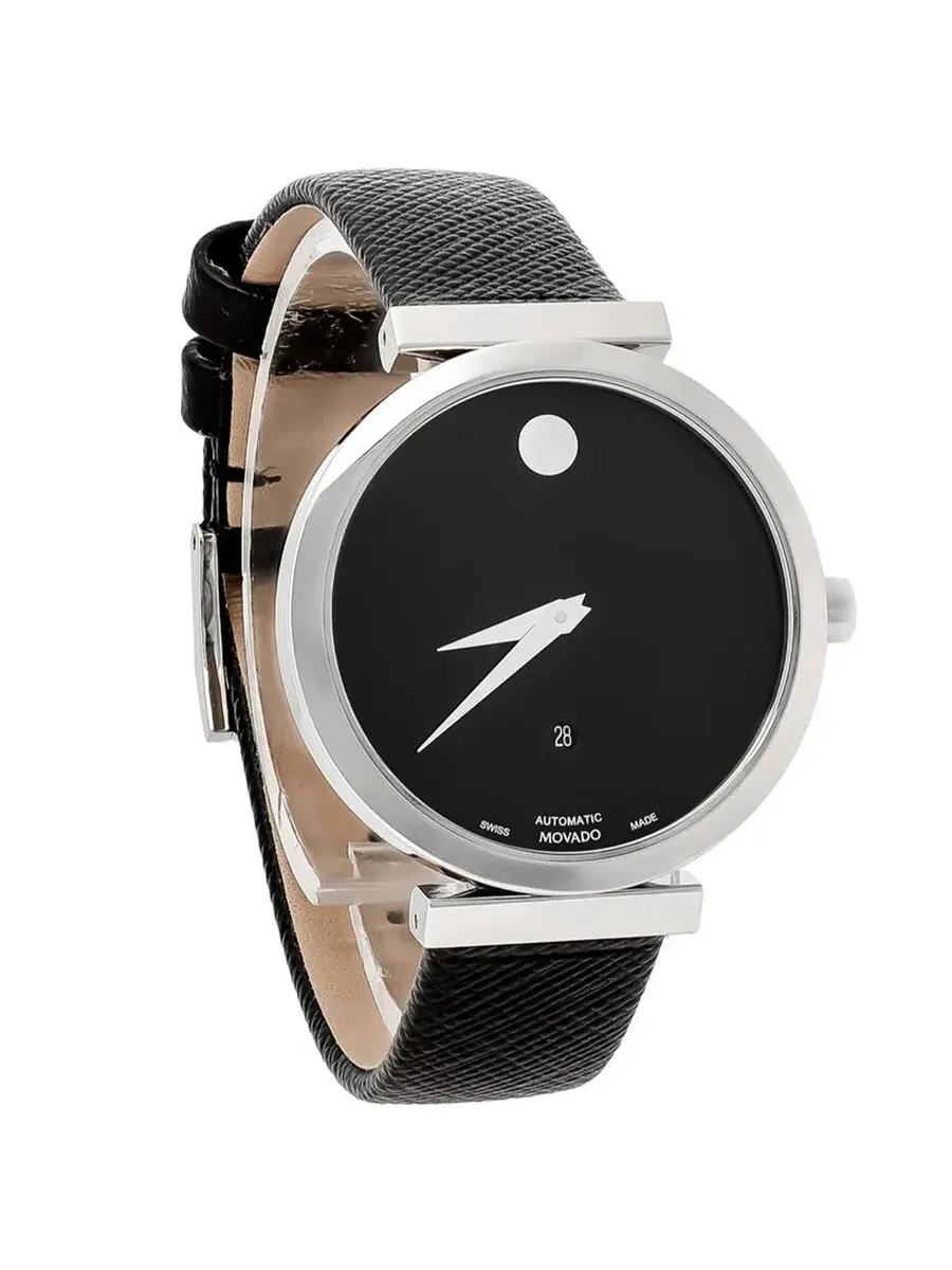 Женские часы Movado Museum Classic с автоматическим механизмом и черным циферблатом 0607675