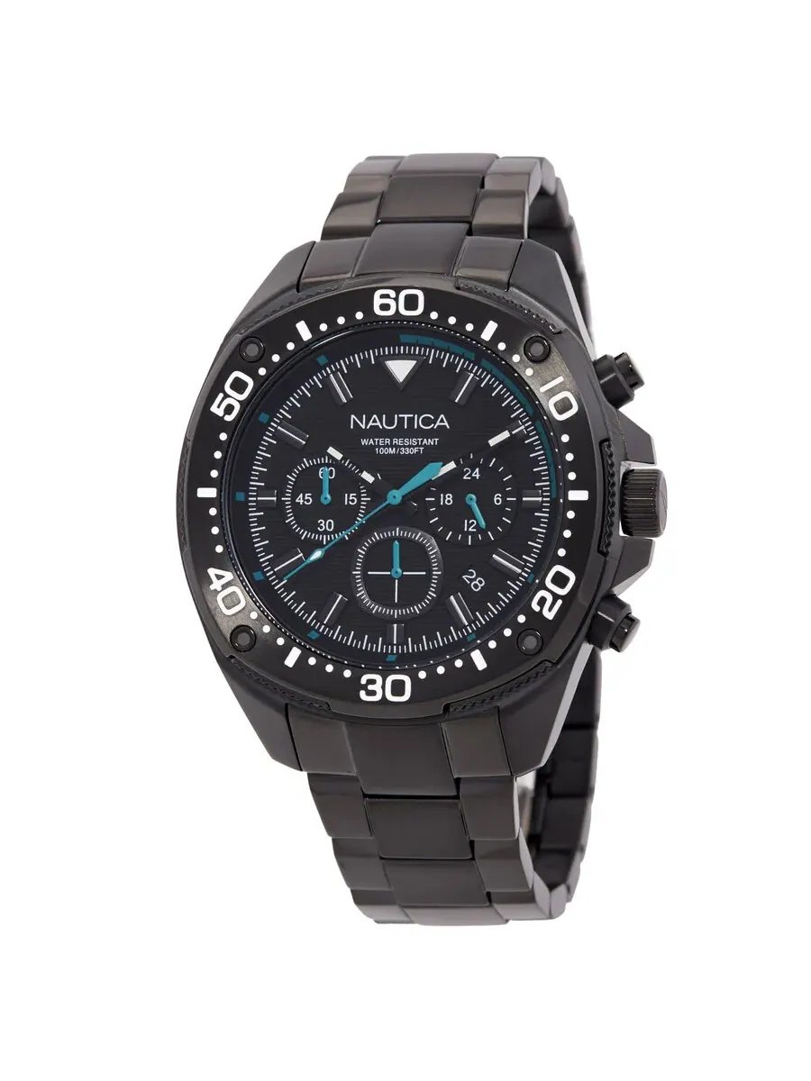 Мужские часы Nautica NCT Blue Sail с хронографом, кварцевые, черный циферблат NAPBSF408 — черный