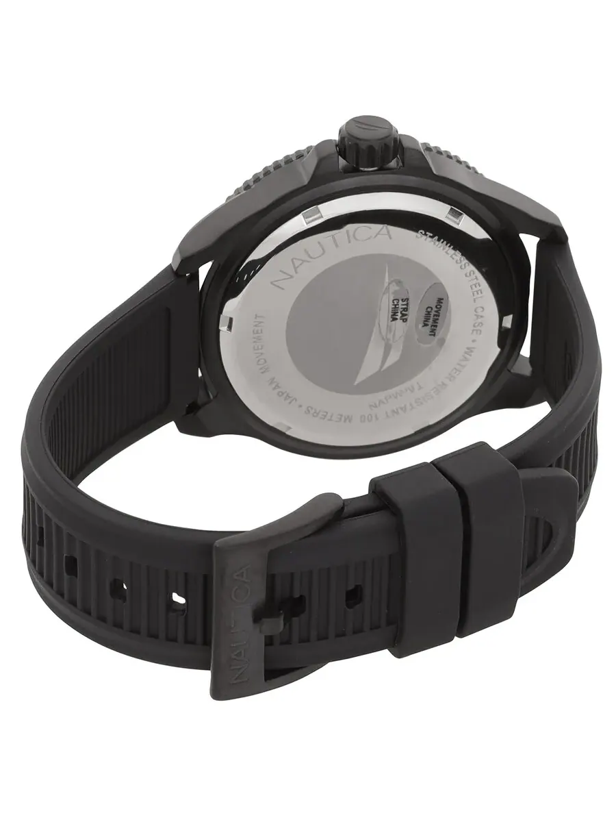 Мужские часы Nautica Nct Windros с многофункциональным кварцевым механизмом, черным циферблатом NAPWRS402, оттенок черный