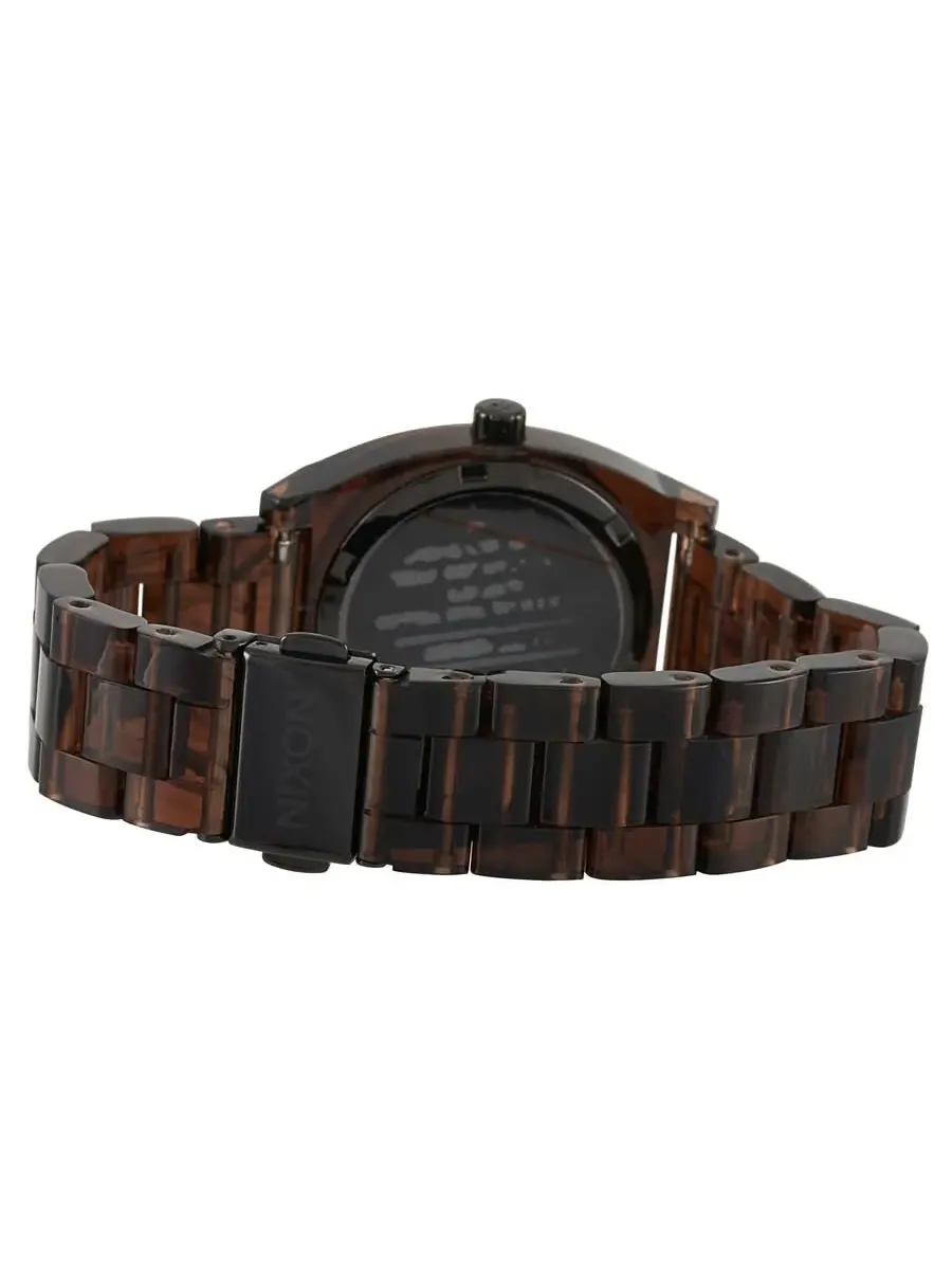 Женские часы Nixon Time Teller с кварцевым механизмом, черным циферблатом, корпус из ацетата A1214-400-00, оттенок коричневый