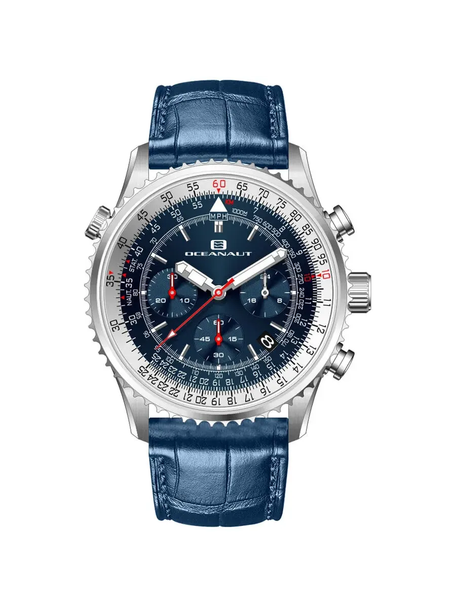 Мужские часы Oceanaut Flight Chronograph Quartz с синим циферблатом OC0130