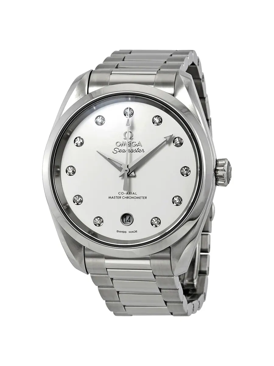 Женские часы Omega Seamaster Aqua Terra Automatic с серебристым циферблатом и бриллиантами 220.10.38.20.52.001 — серебристый