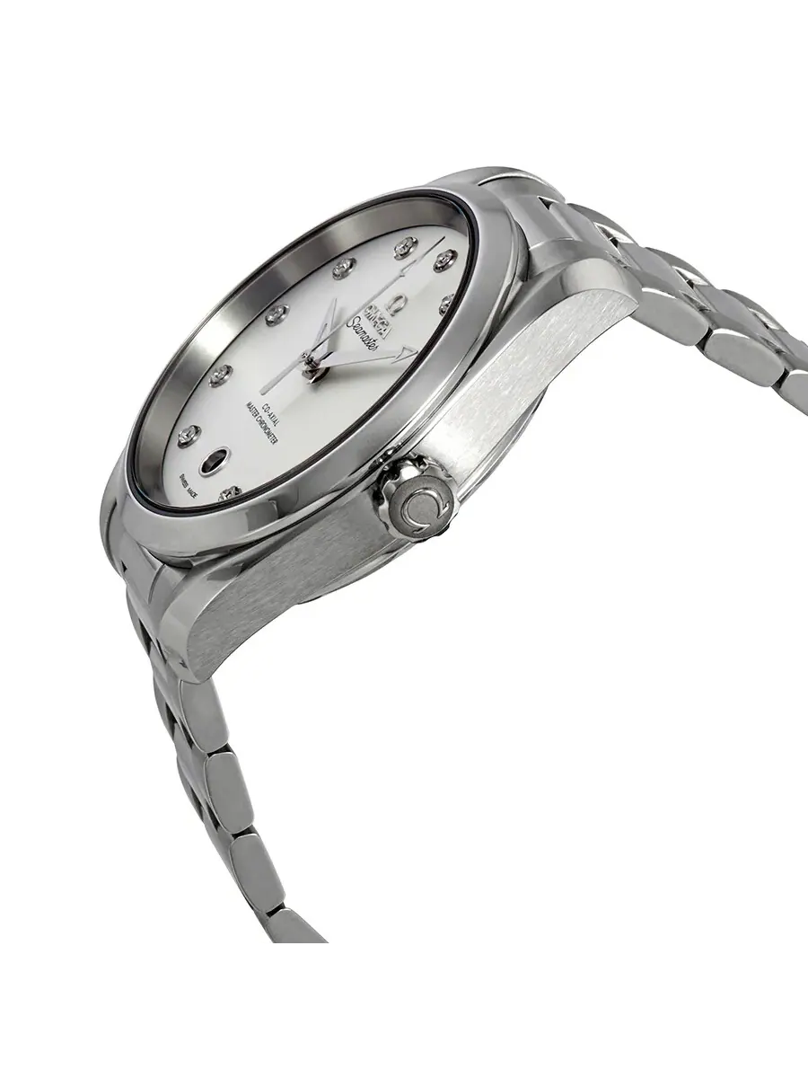 Женские часы Omega Seamaster Aqua Terra Automatic с серебристым циферблатом и бриллиантами 220.10.38.20.52.001