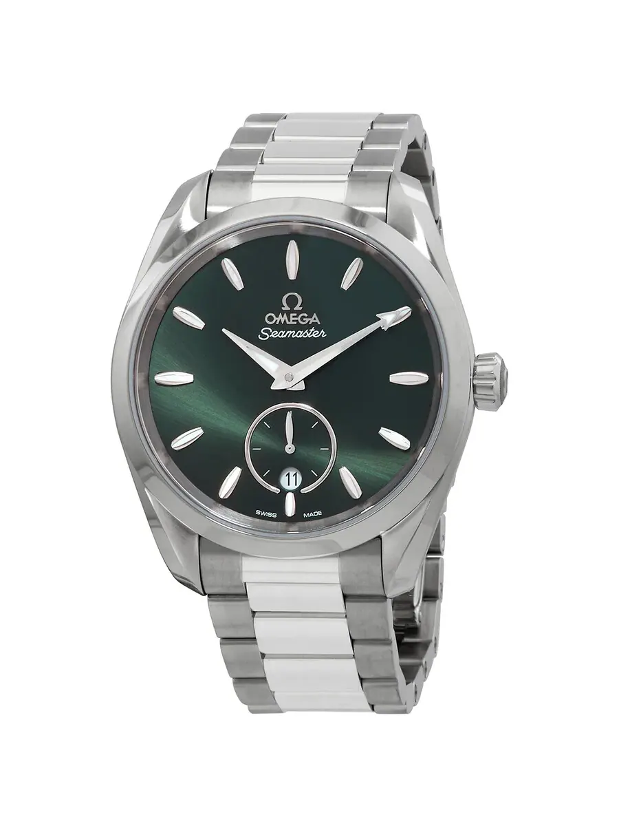 Мужские часы Omega Aqua Terra с зеленым циферблатом 220.10.38.20.10.001 — серебристый