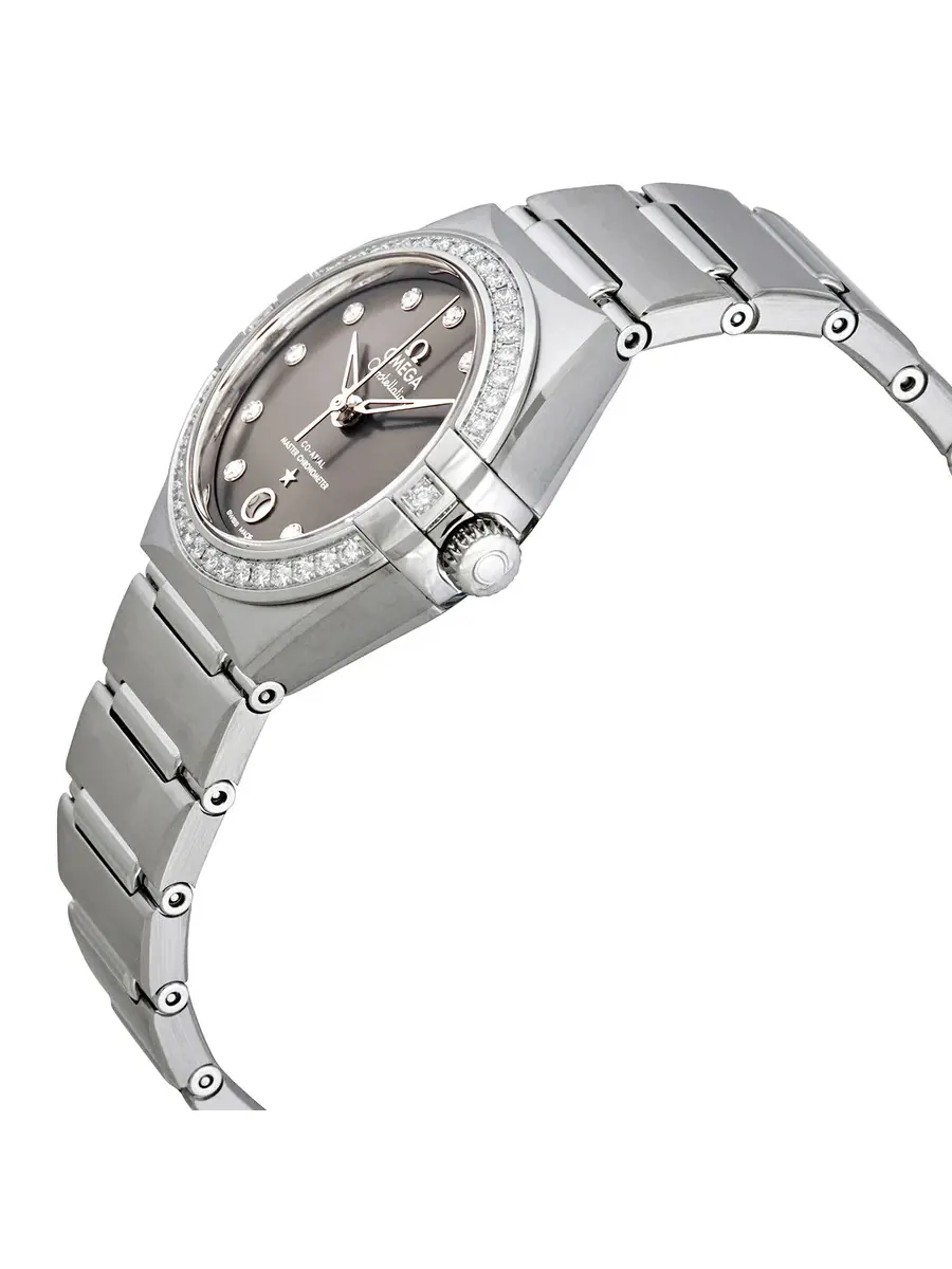 Женские часы Omega Constellation Automatic Chronometer с серым циферблатом и бриллиантами 131.15.29.20.56.001