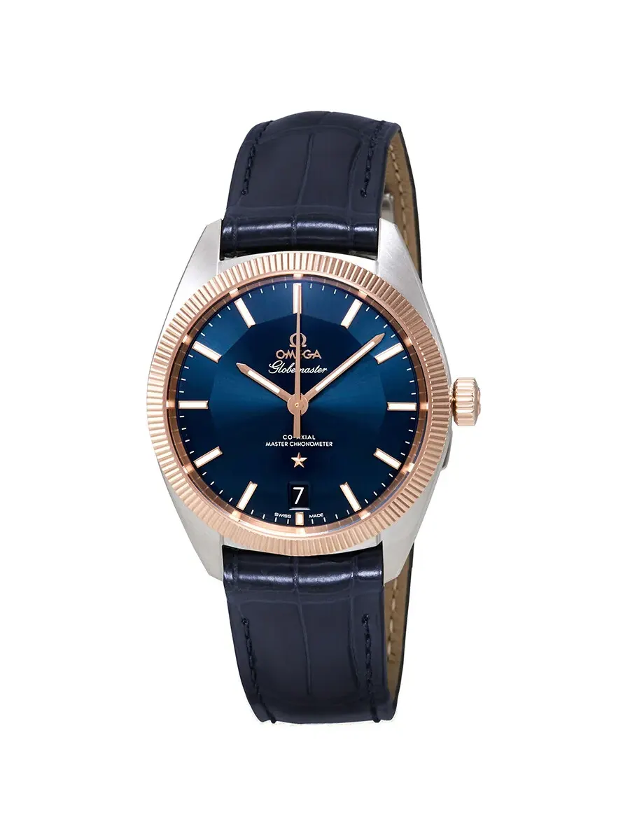 Мужские часы Omega Constellation Automatic с синим циферблатом и синим кожаным ремешком 130.23.39.21.03.001