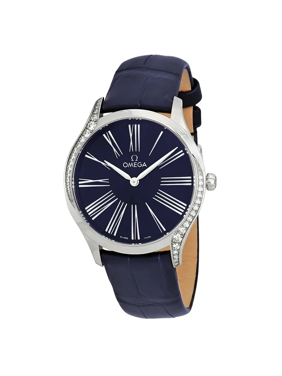 Женские часы Omega De Ville с синим циферблатом 428.18.36.60.03.001